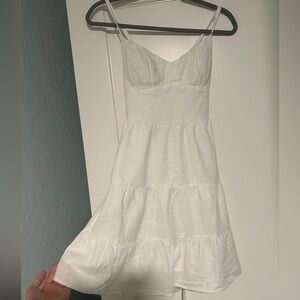 Hollister Open Back Linen Blend Mini Dress with Pockets